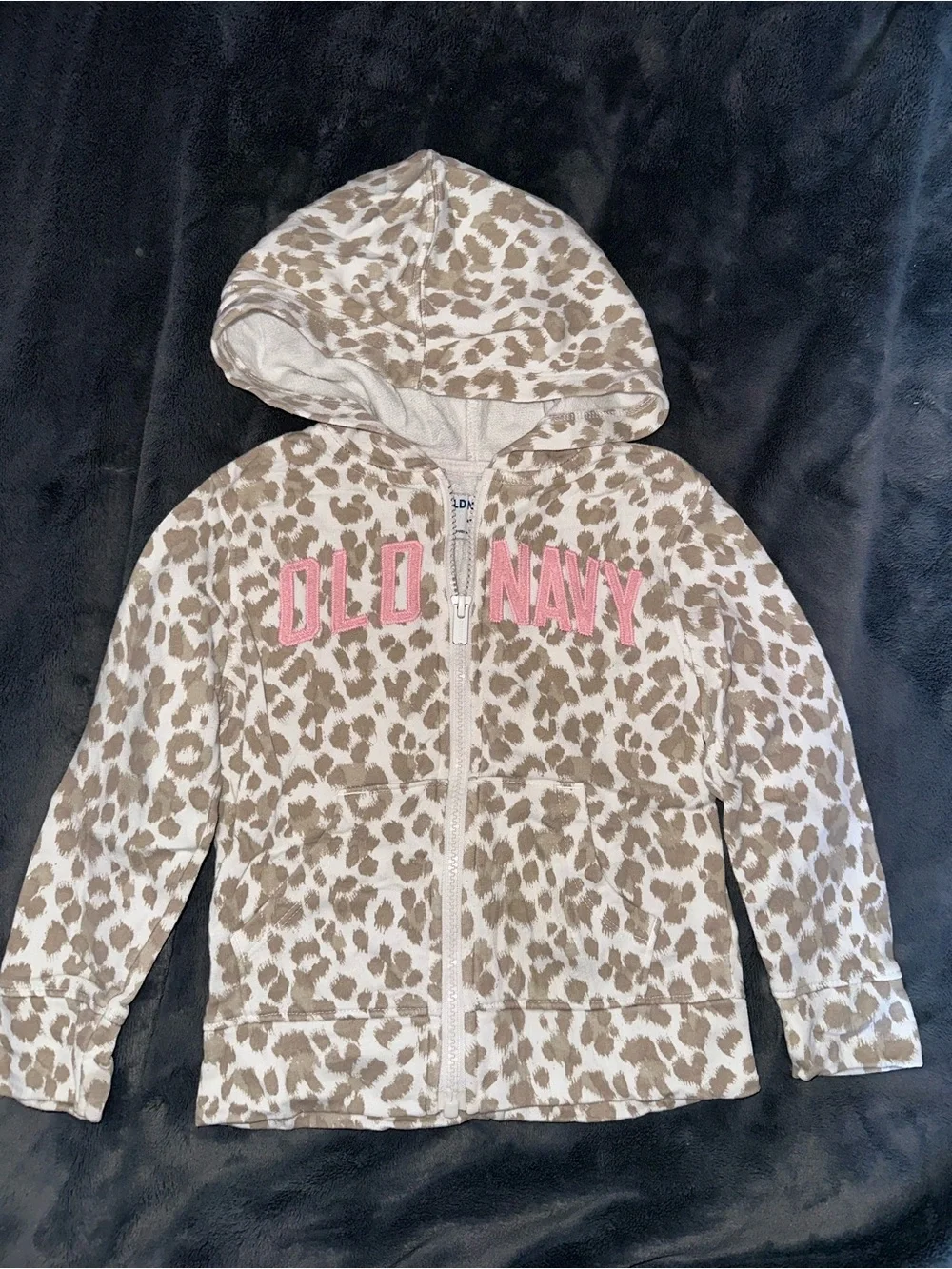 Old Navy toddler Beige Leopard Zip Hoodie